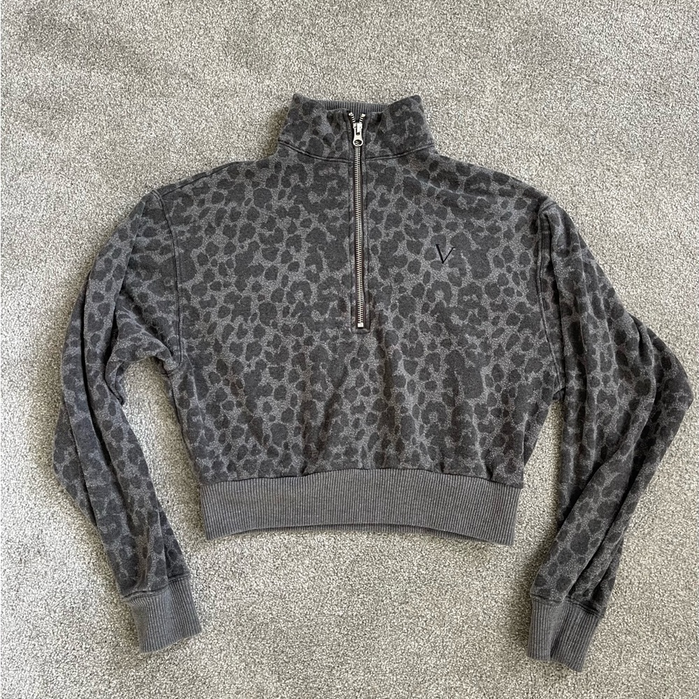 Victoria’s Secret leopard print 1/4 zip crop sweatshirt